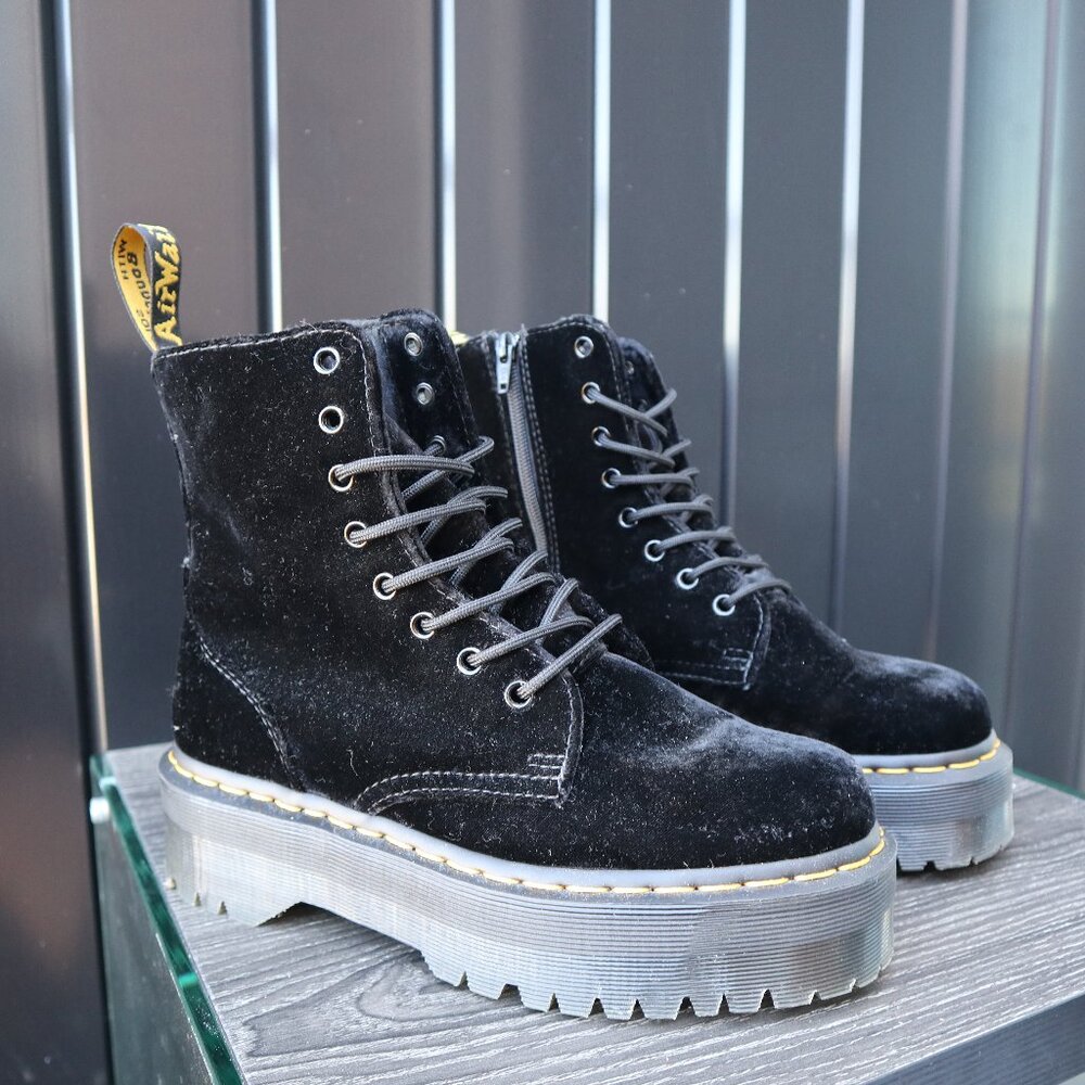 Dr. Marten Jadon Velvet Platform Boot